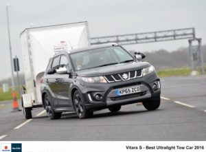 Suzuki Vitara Boosterjet wins best ultralight tow Car 2016. T W White & Sons